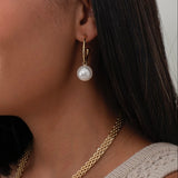 Yellow Gold Reversable Pearl & Metal Earrings