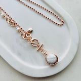 Rose Gold T/Bar White Howlite Bead Necklace