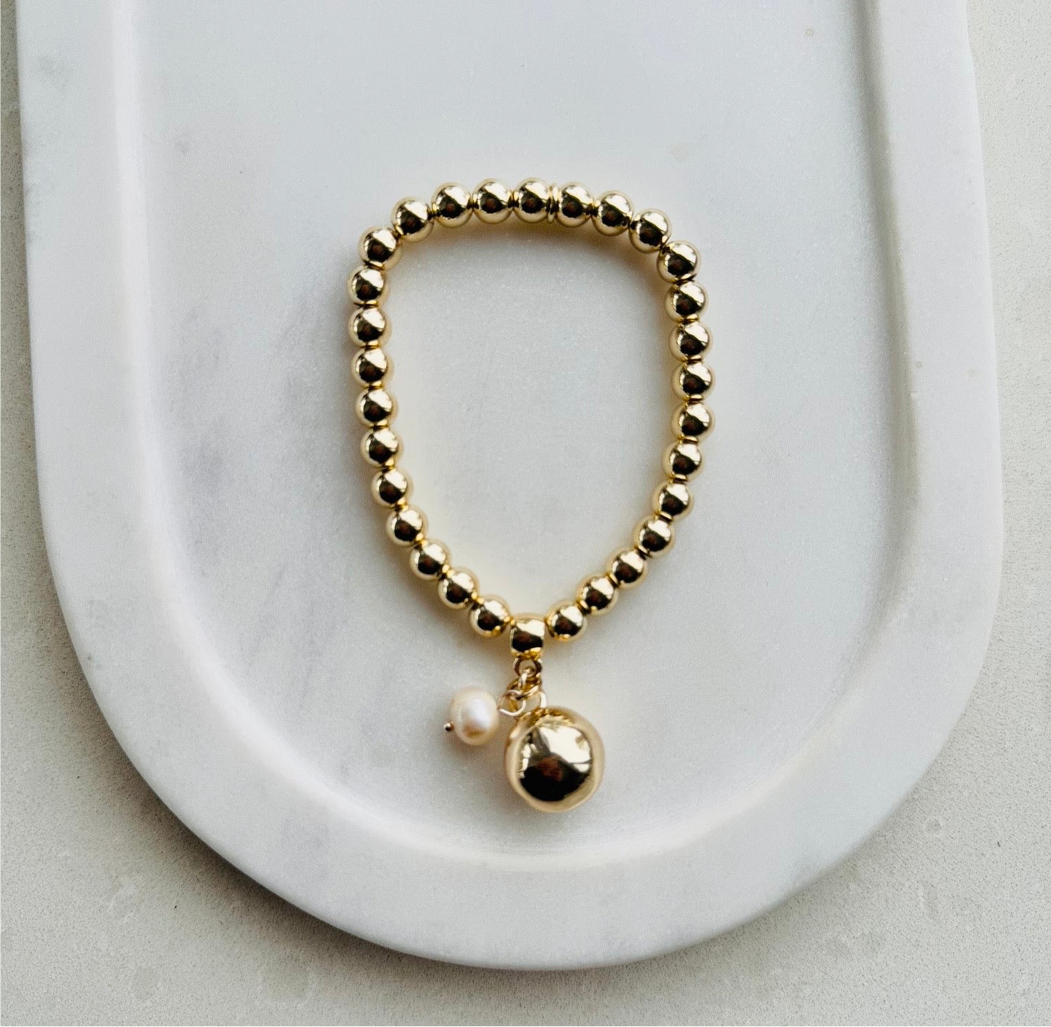 Light Gold with Metal Ball & Pearl Bracelet