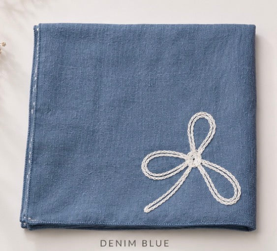 Ladies | Blue with White Bow Scarf