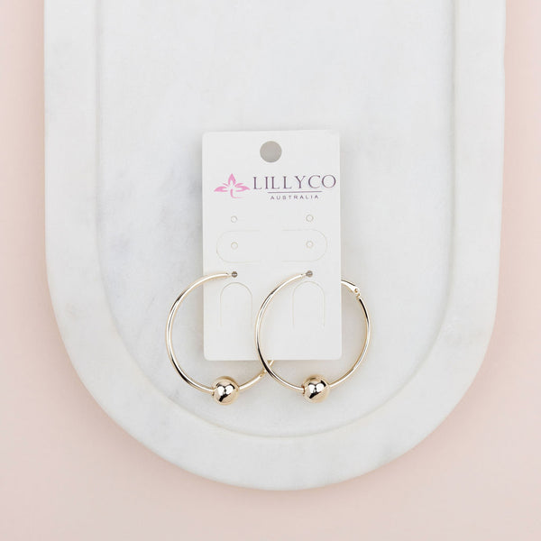 Light Gold Hoop with Removable Ball Earring
