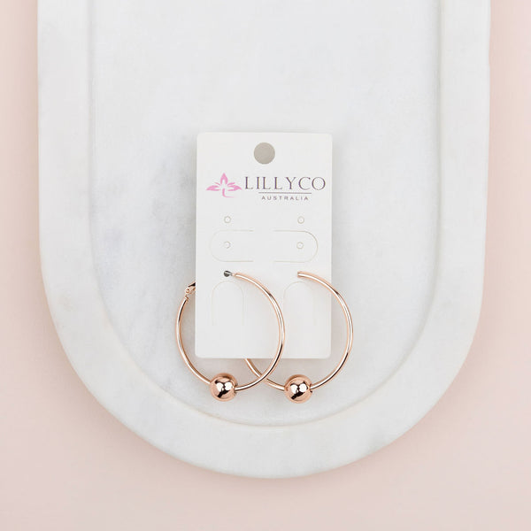 Rose Gold Hoop with Removable Ball Earring