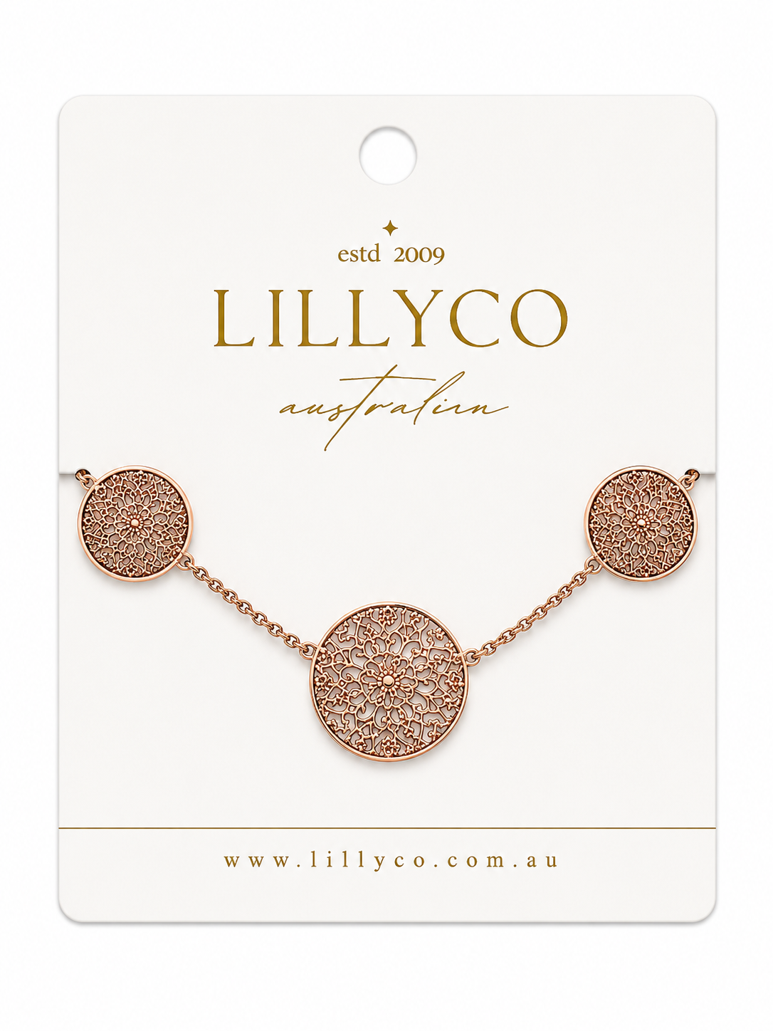 Fine | Rose Gold 3 Lace Look Disc Bracelet
