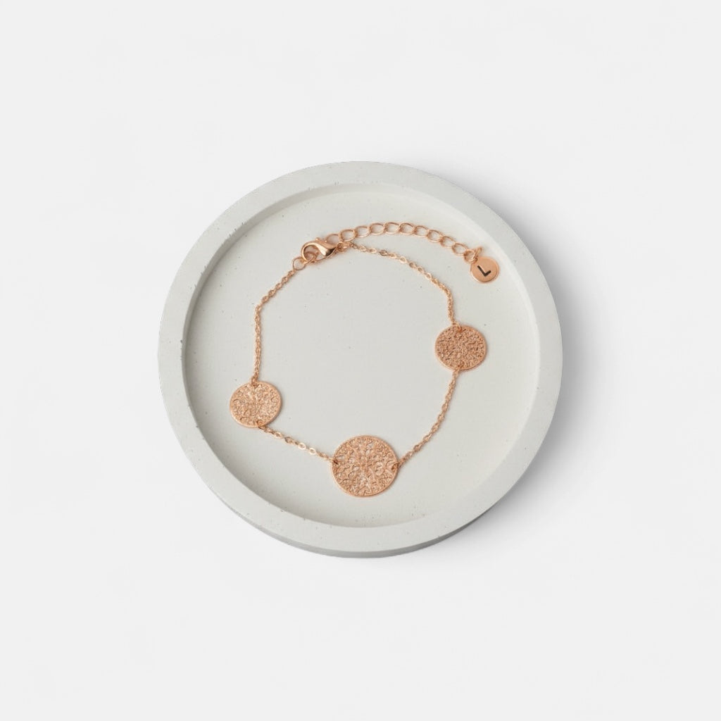 Fine | Rose Gold 3 Lace Look Disc Bracelet