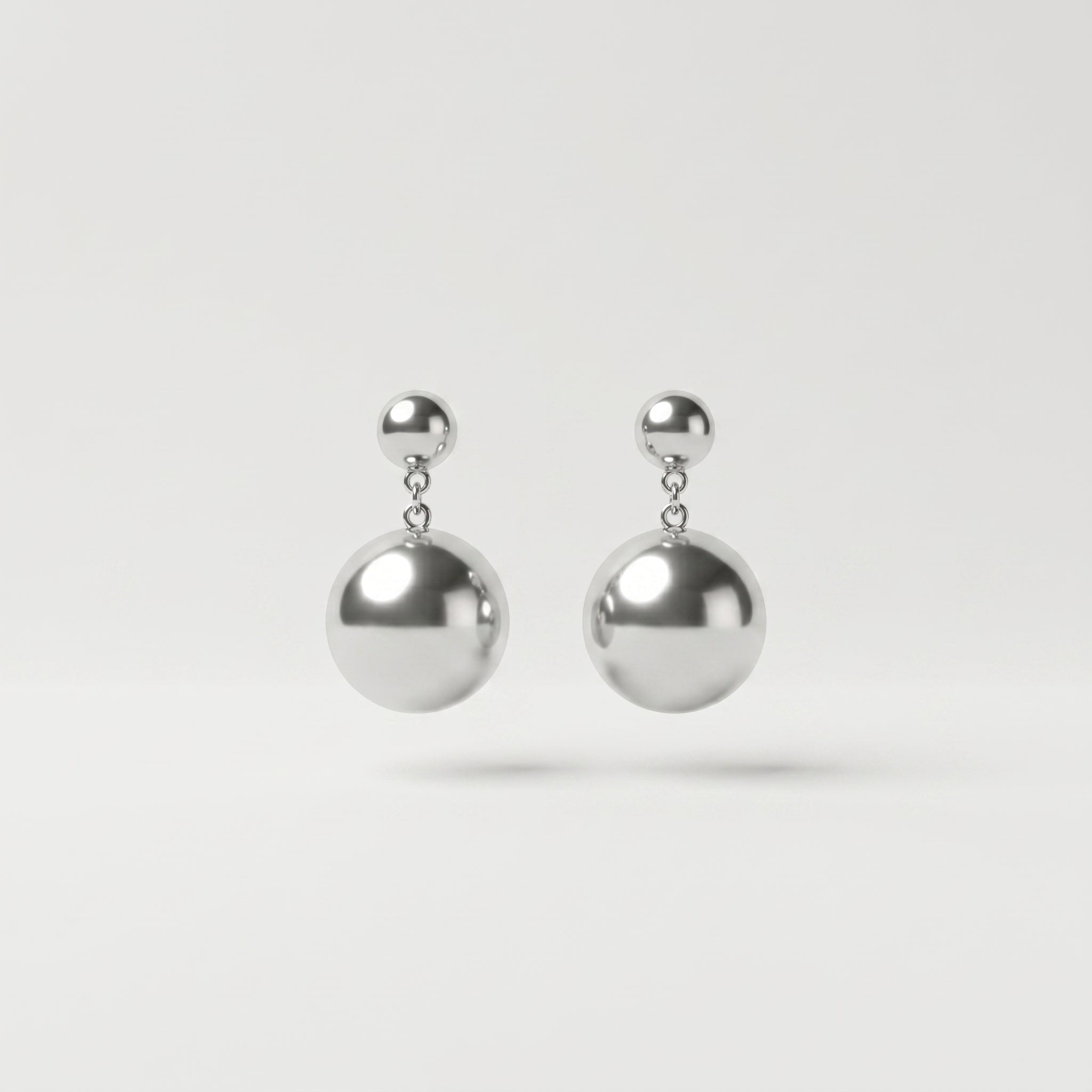 Silver Drop Ball Earring