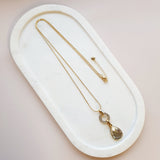 Yellow Gold Chain w Clear Crystal Necklace