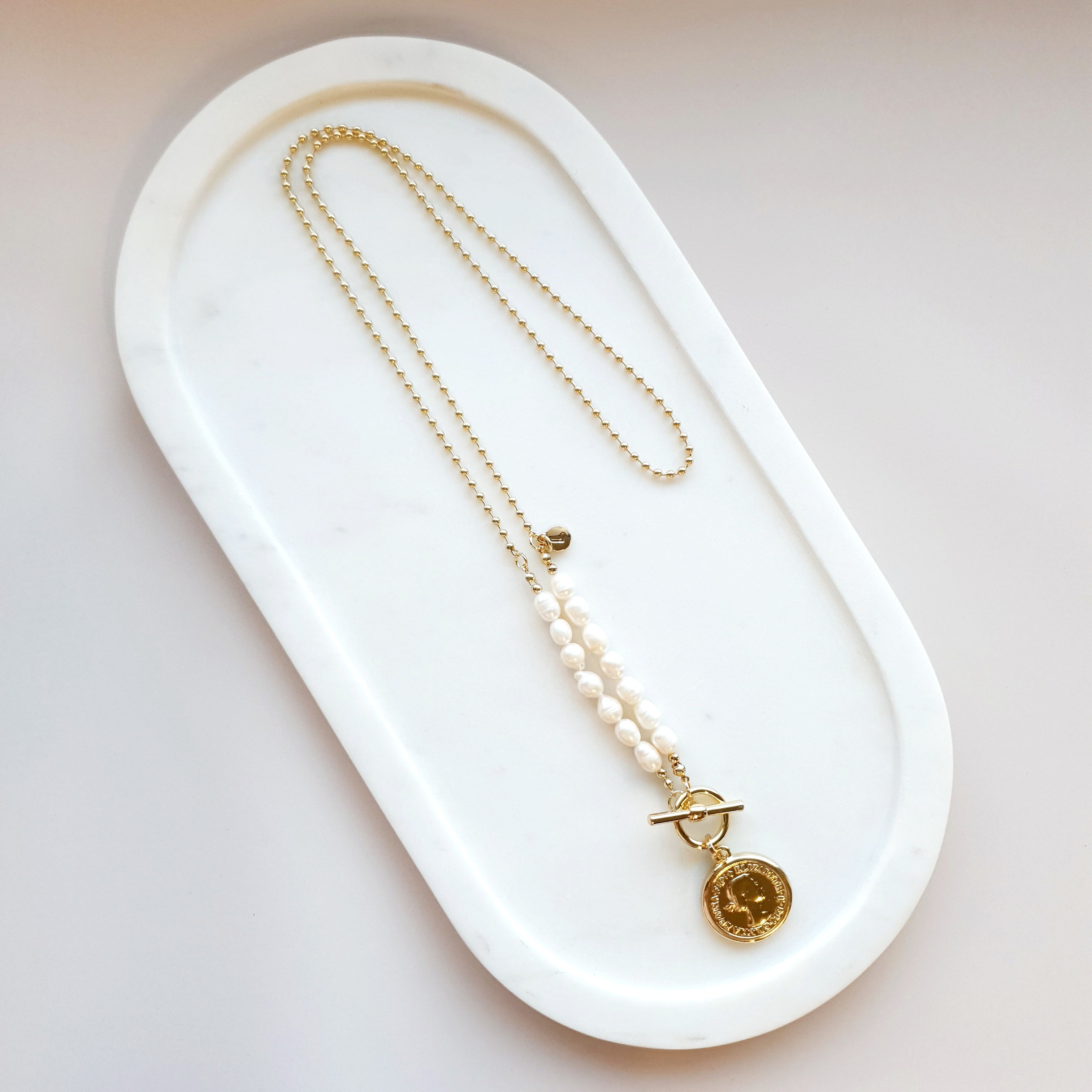 LIMITED EDITION | Yellow Gold & Fresh Water Pearl Coin Necklace