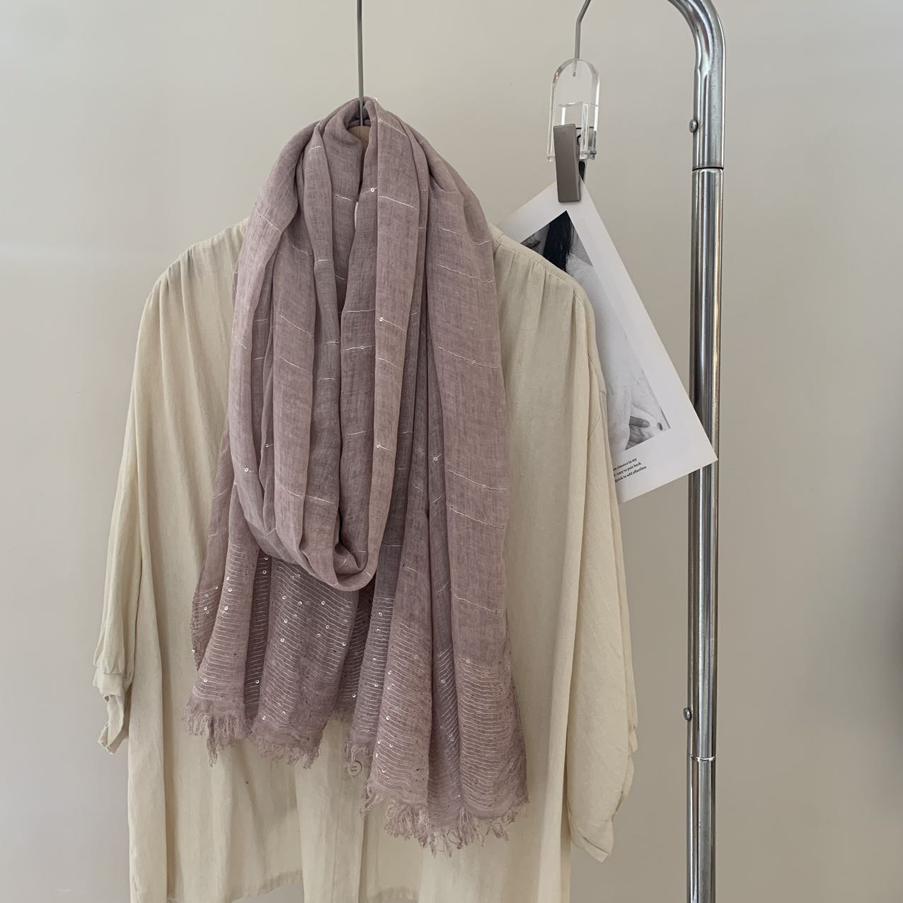 Ladies Beautiful Pink Sequent Scarf