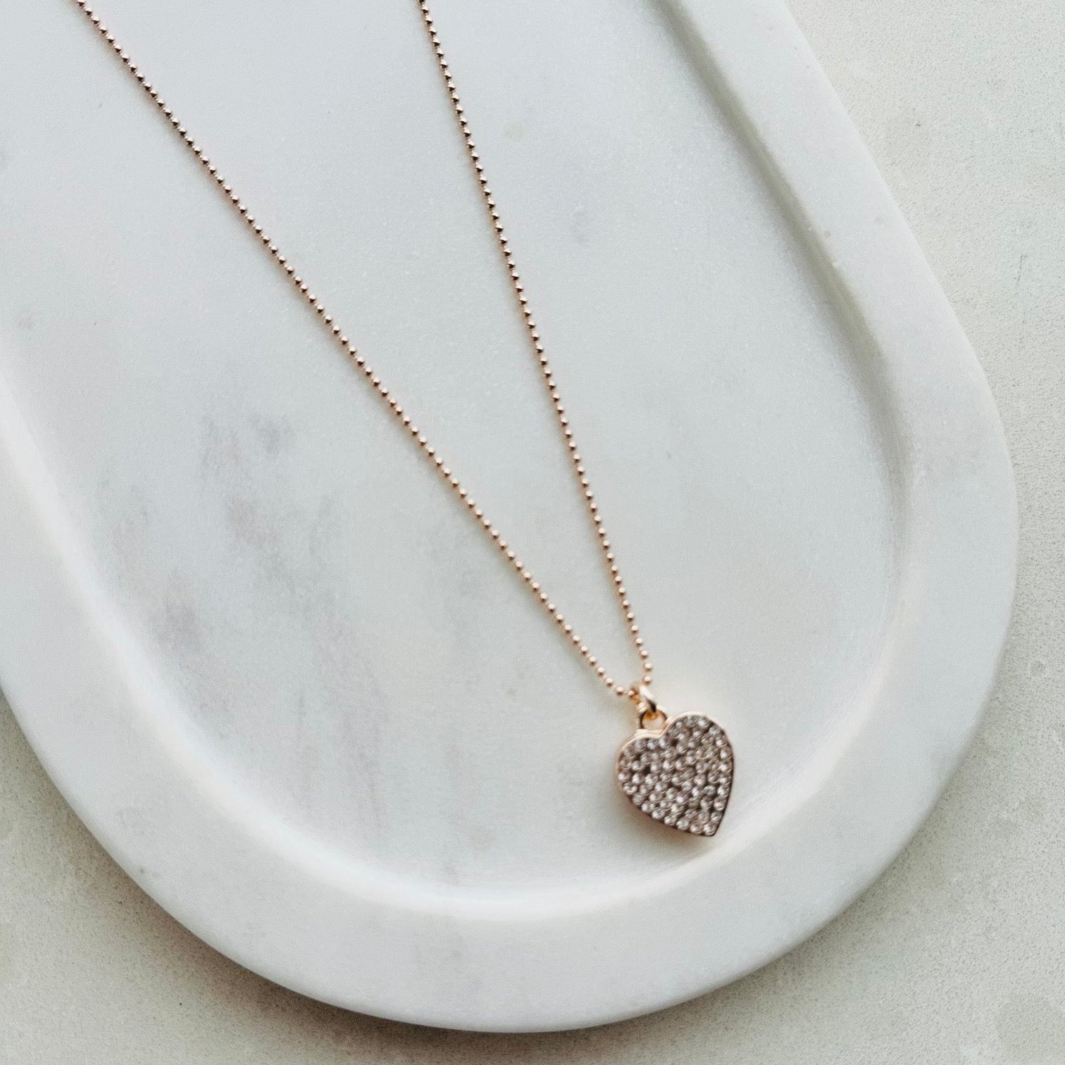 SHORT | Rose Gold Bling Heart Necklace