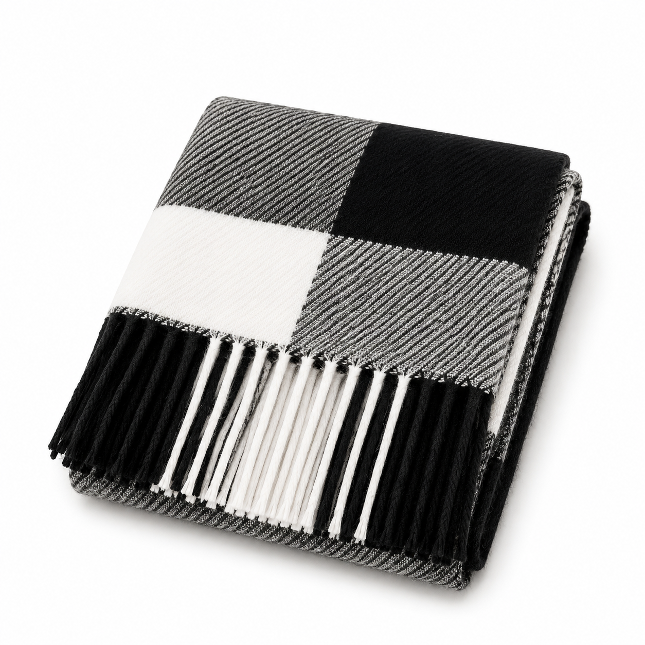 Ladies Winter | Black & White & Large Check Scarf