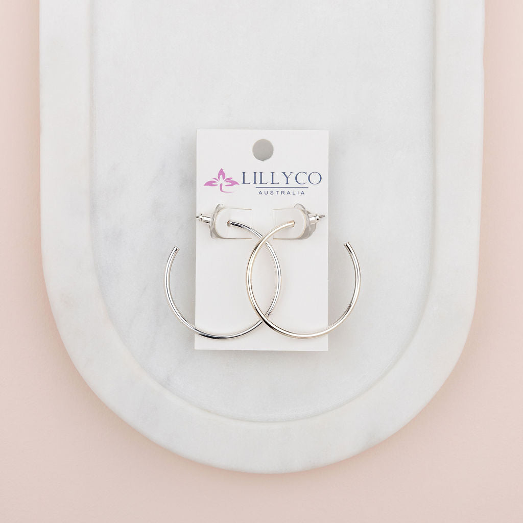 Silver Thin Hoop Earring