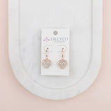 Rose Gold Crystal Bling Love Heart Earring
