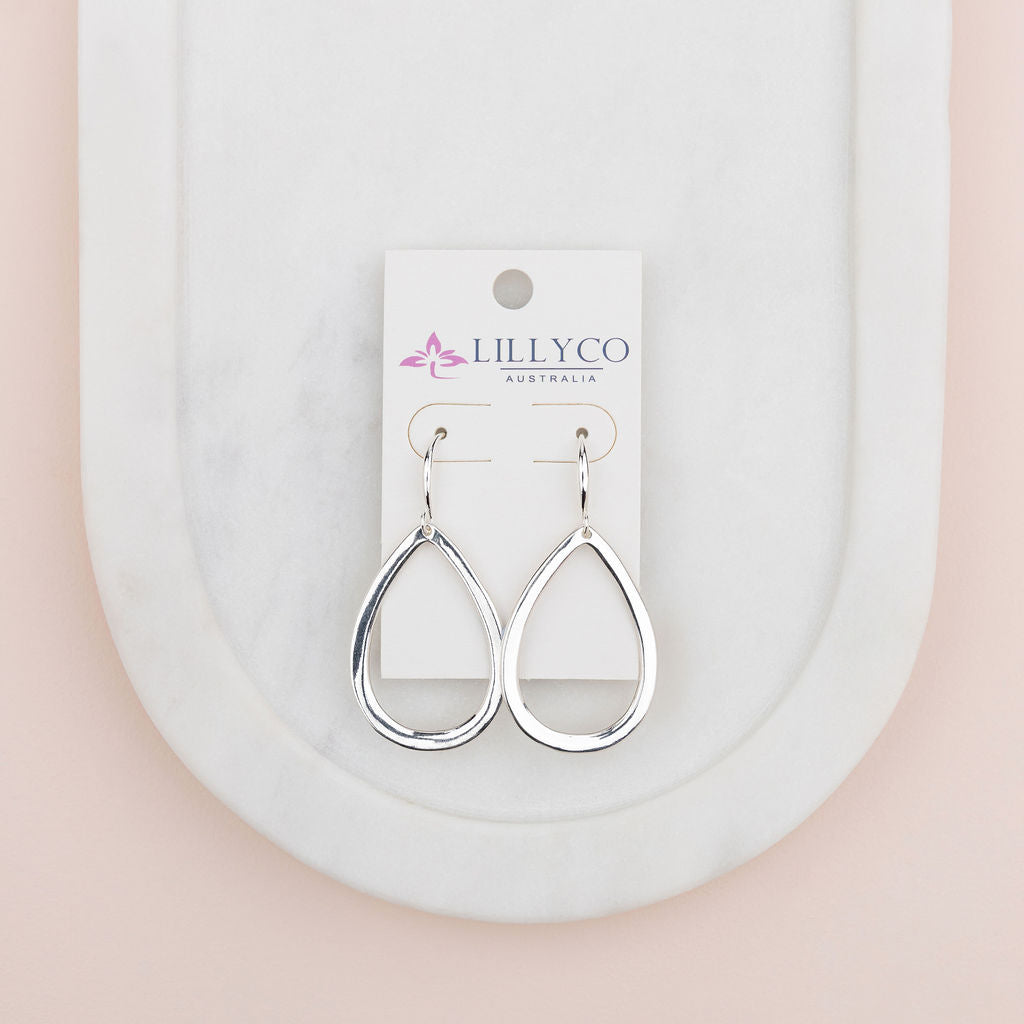 Silver Large Tear Drop Earring