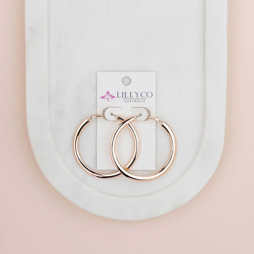 Rose Gold Flat Hoops Earrings
