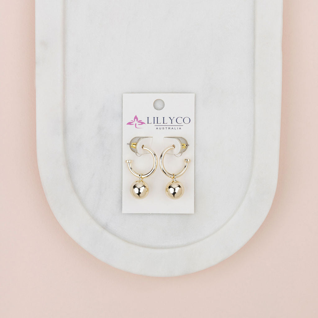 Light Gold Removable Ball Earrings