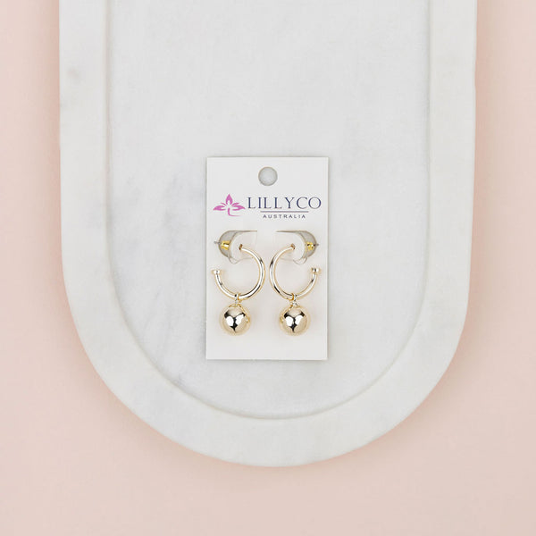 Light Gold-Plated Removable Ball Earrings