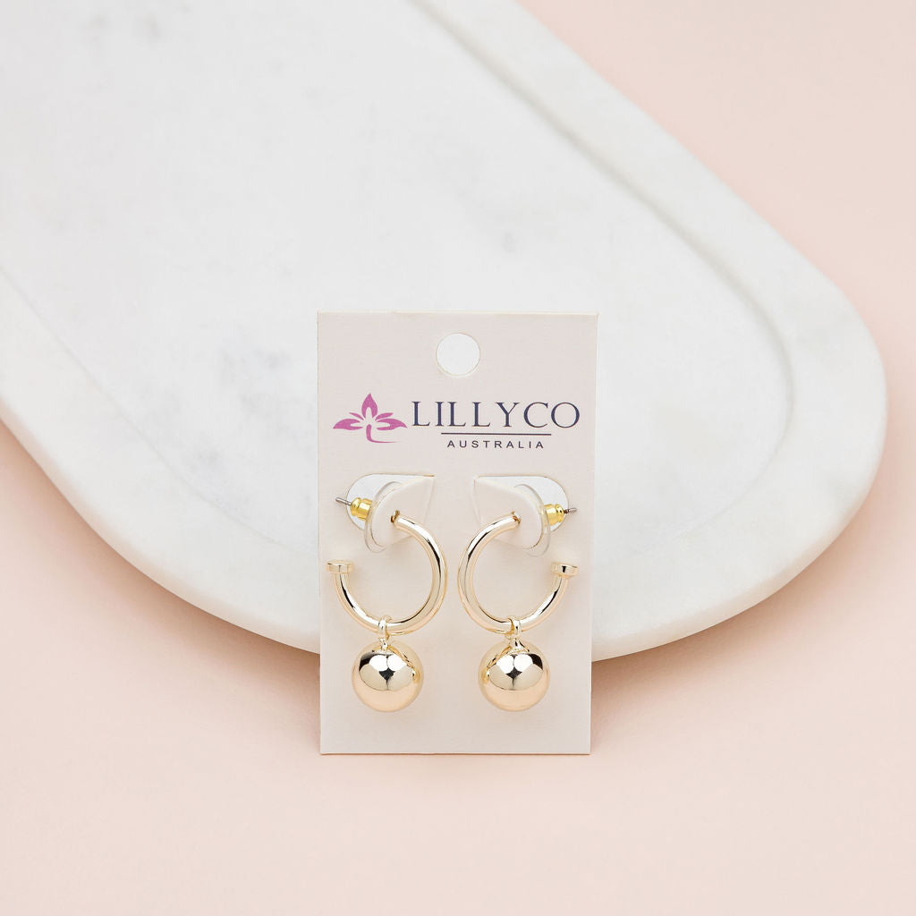Light Gold Removable Ball Earrings