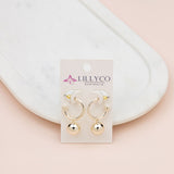 Light Gold Removable Ball Earrings