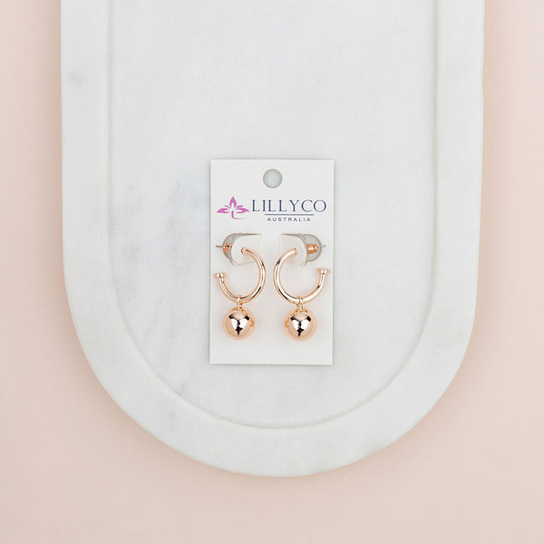 Rose Gold-Plated Removable Ball Earrings