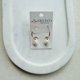 Rose Gold Hoop & Pearl Earrings