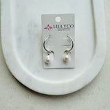Silver Hoop & Pearl Earrings