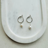 Silver Hoop & Pearl Earrings
