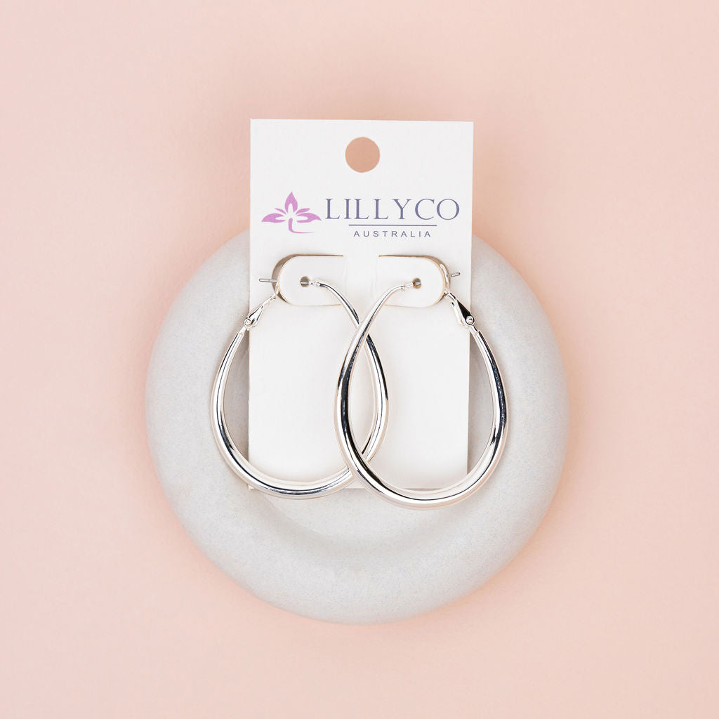Modern Silver Teardrop Shape Earrings
