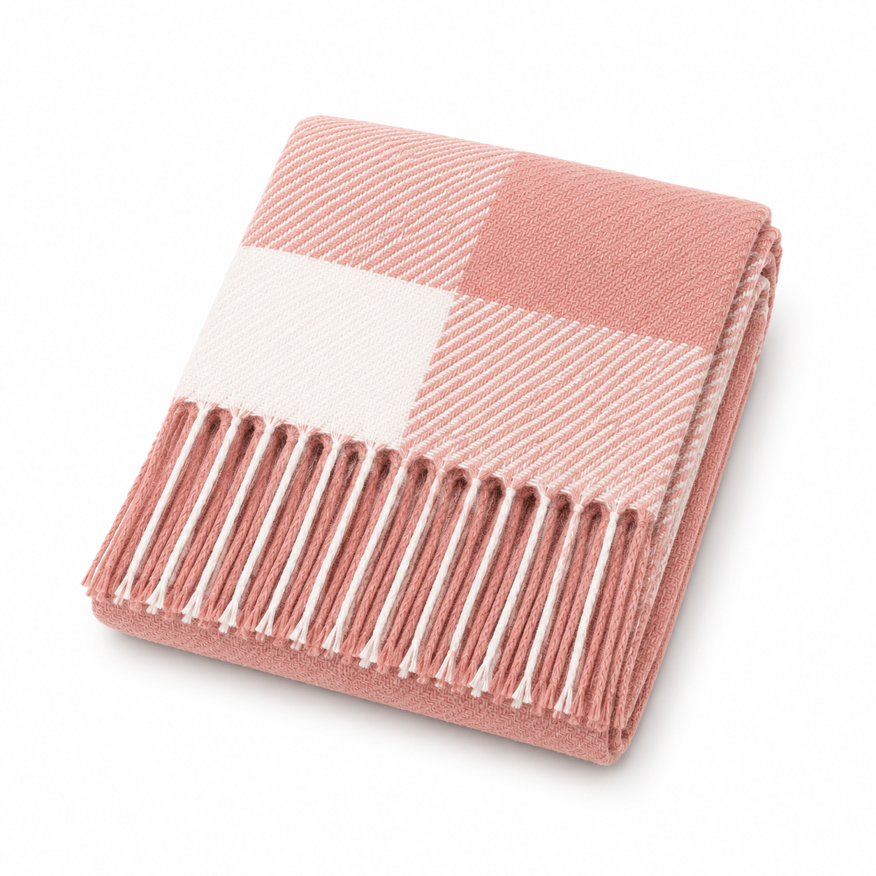 Ladies Winter | Pink & White & Large Check Scarf