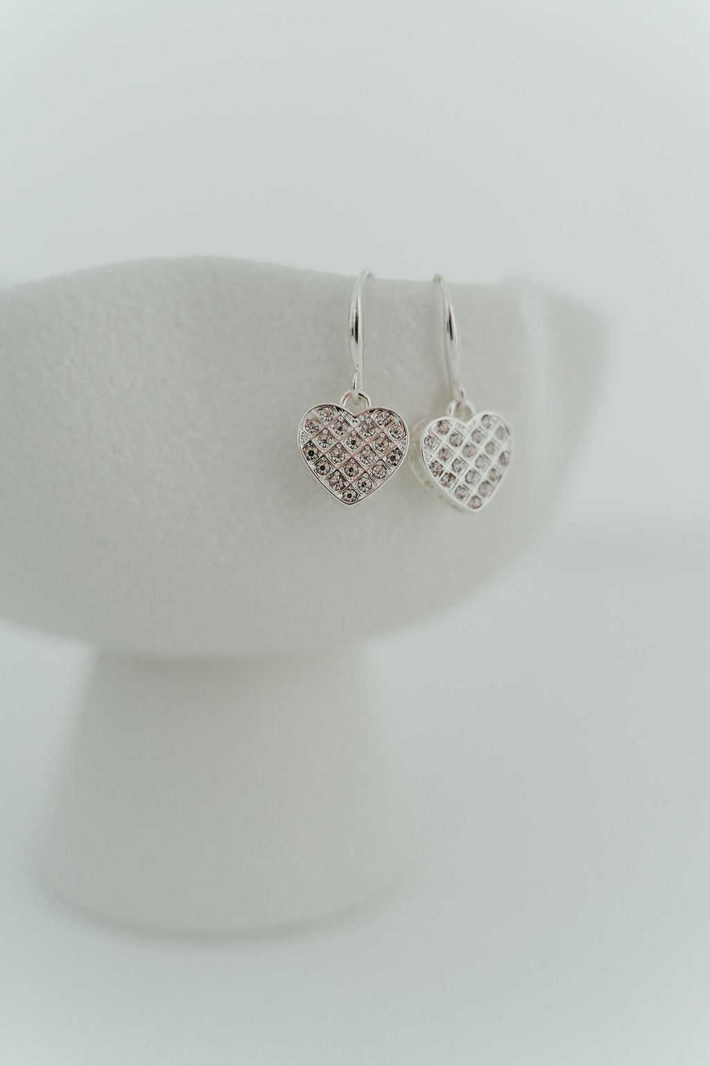 Silver Crystal Bling Love Heart Earring