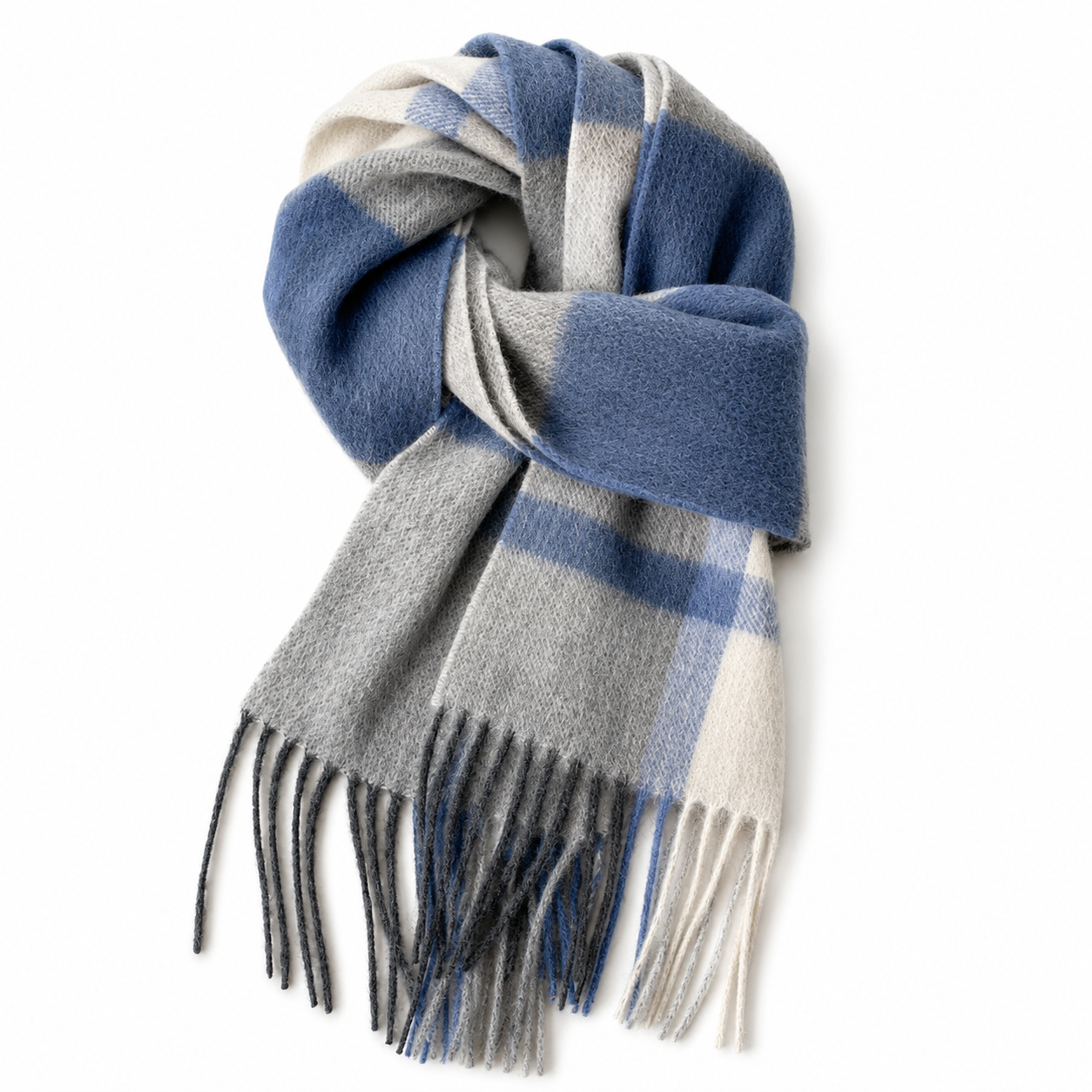 Ladies Winter Wool | Brown & Blues Check Scarf