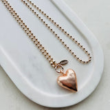 Matt Rose Gold Solid Heart Long Necklace