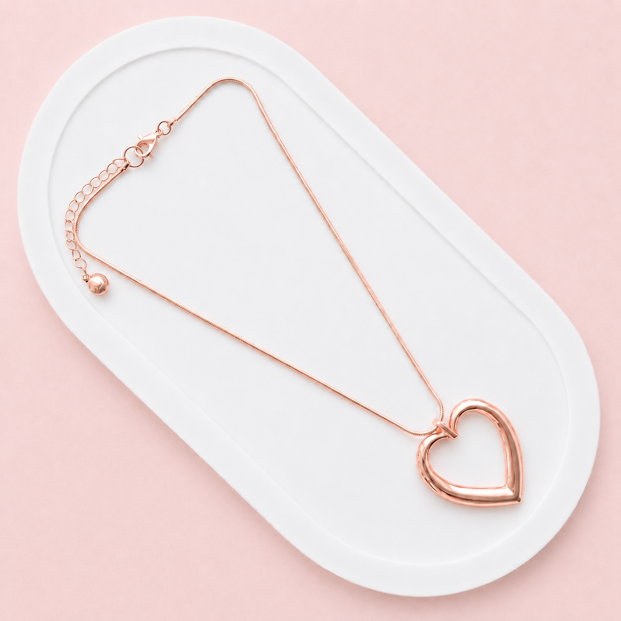 SHORT | Rose Gold Large Open-Heart Necklace