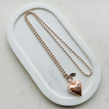 Matt Rose Gold Solid Heart Long Necklace