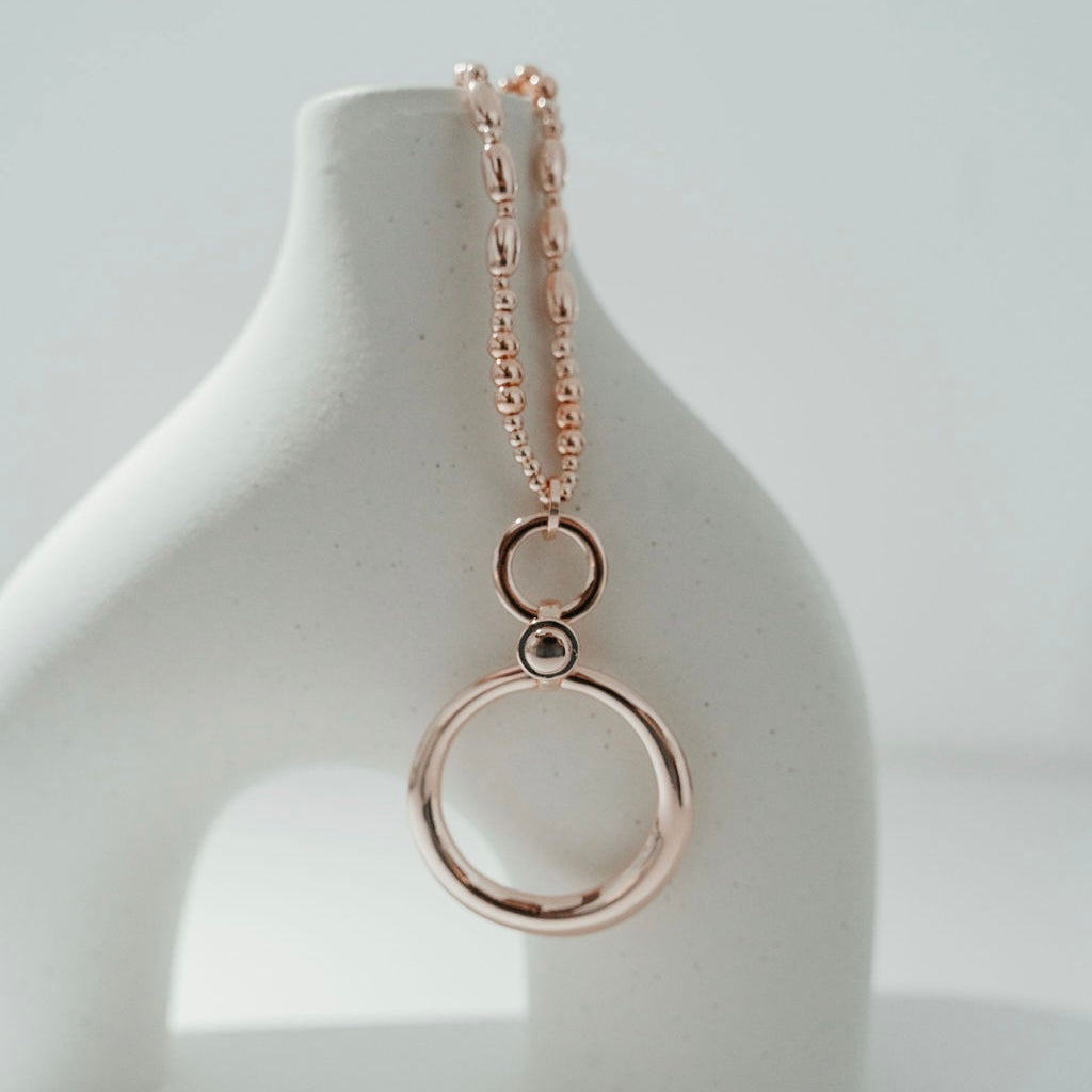 Gorgeous Rose Gold Double Ring Necklace