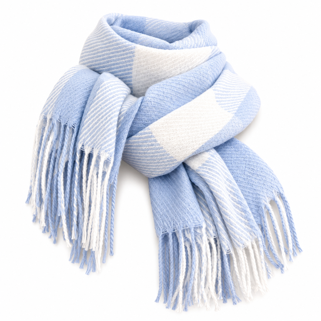 Ladies Winter | Blue & White & Large Check Scarf