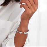 Silver Plated with Metal Ends Bangle