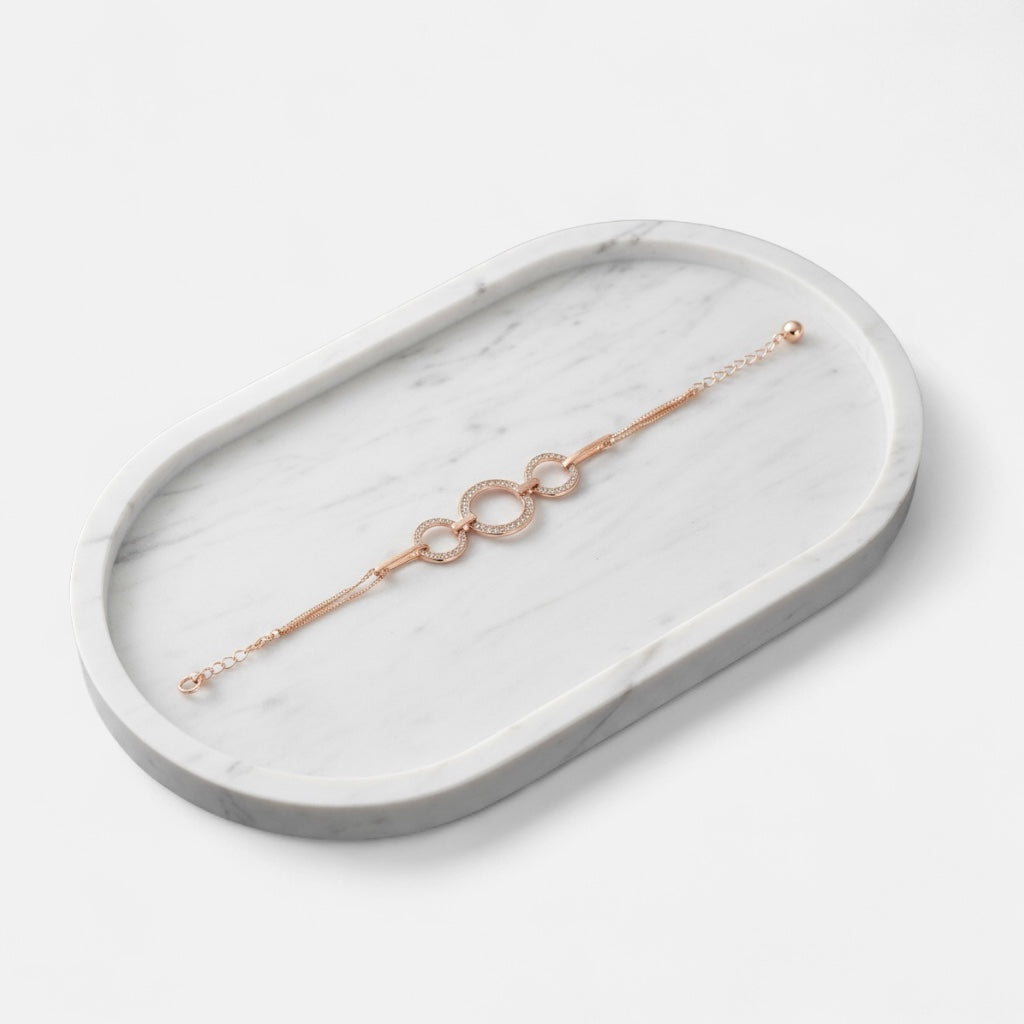 Fine | Rose Gold 3 Ring Crystal Bracelet
