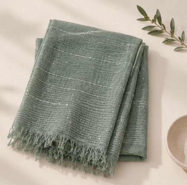 Ladies | Beautiful Green Sequent Scarf
