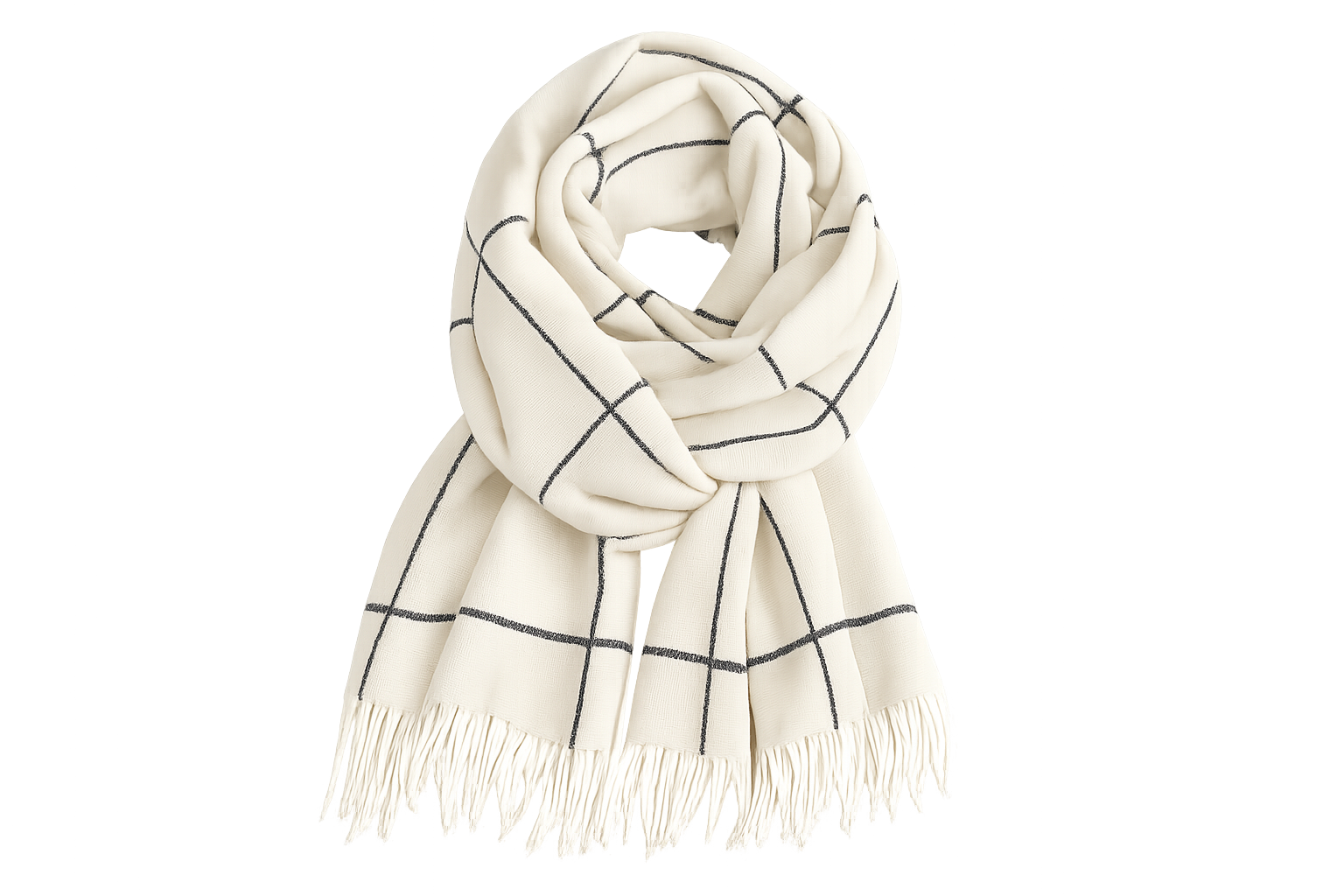 Ladies Winter | White & Black Check Scarf