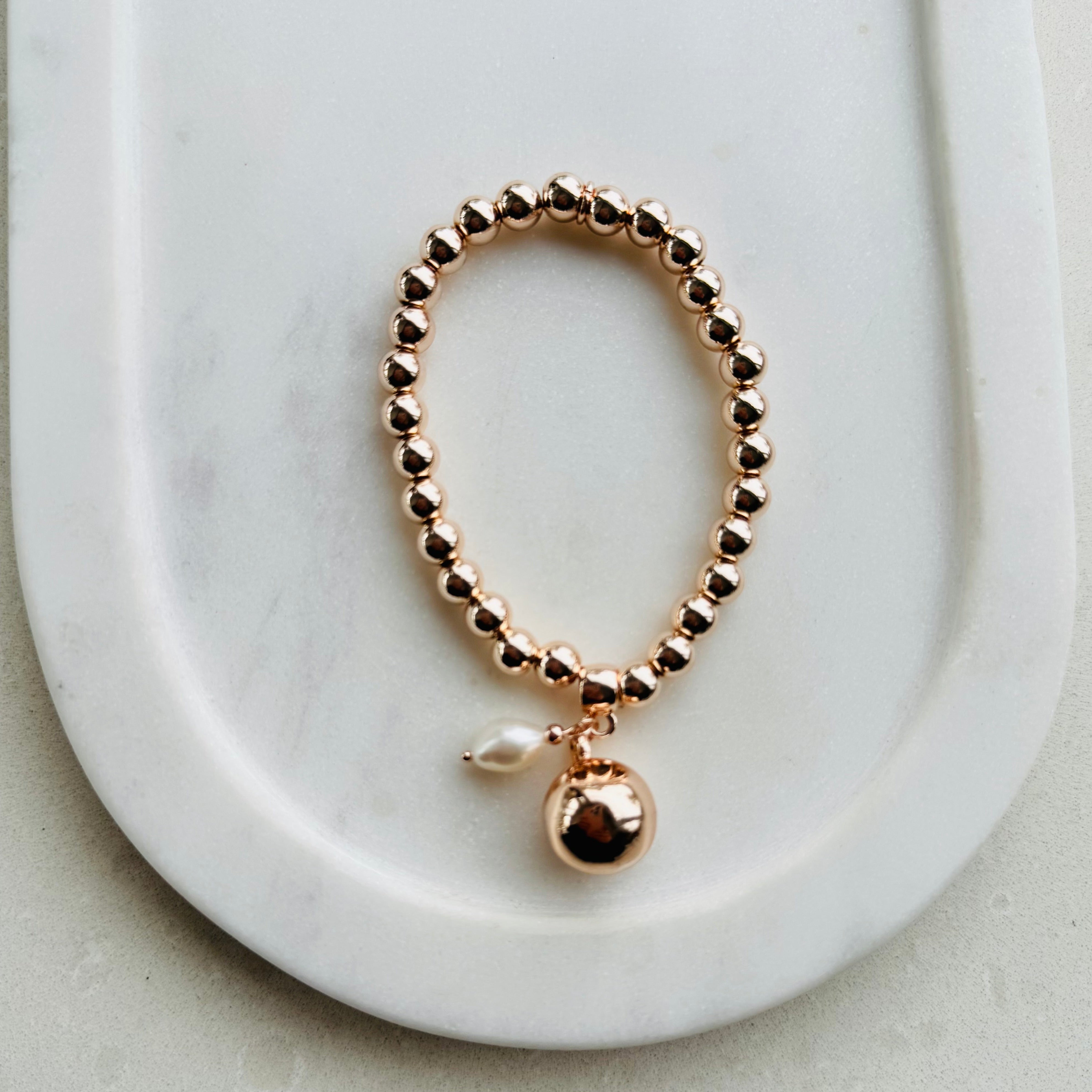 Rose Gold with Metal Ball & Pearl Bracelet