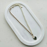 SHORT | Half Pearl & Gold Heart Necklace