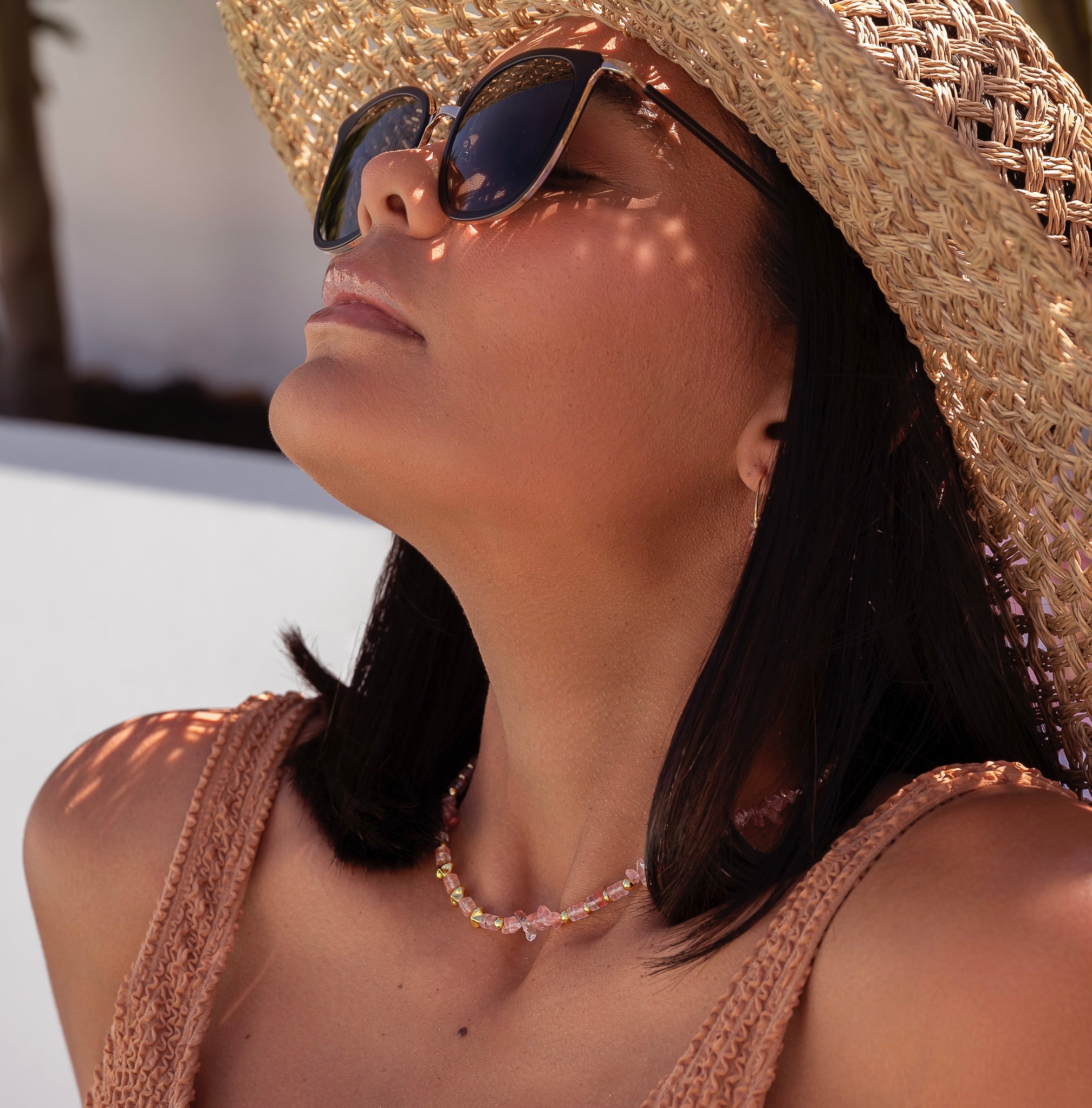 Strawberry Quartz 14K Gold Necklace