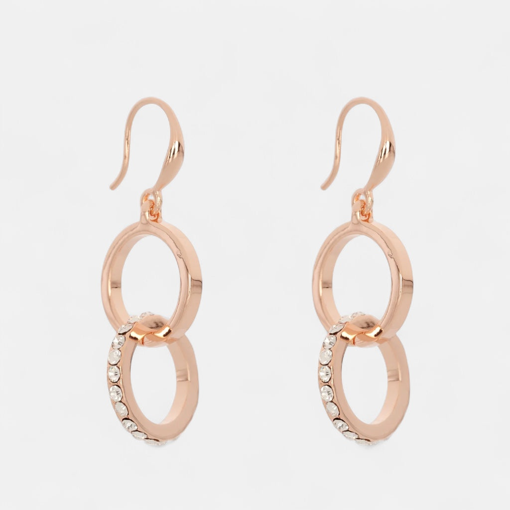 Fine | Rose Gold Link & Bling Earring