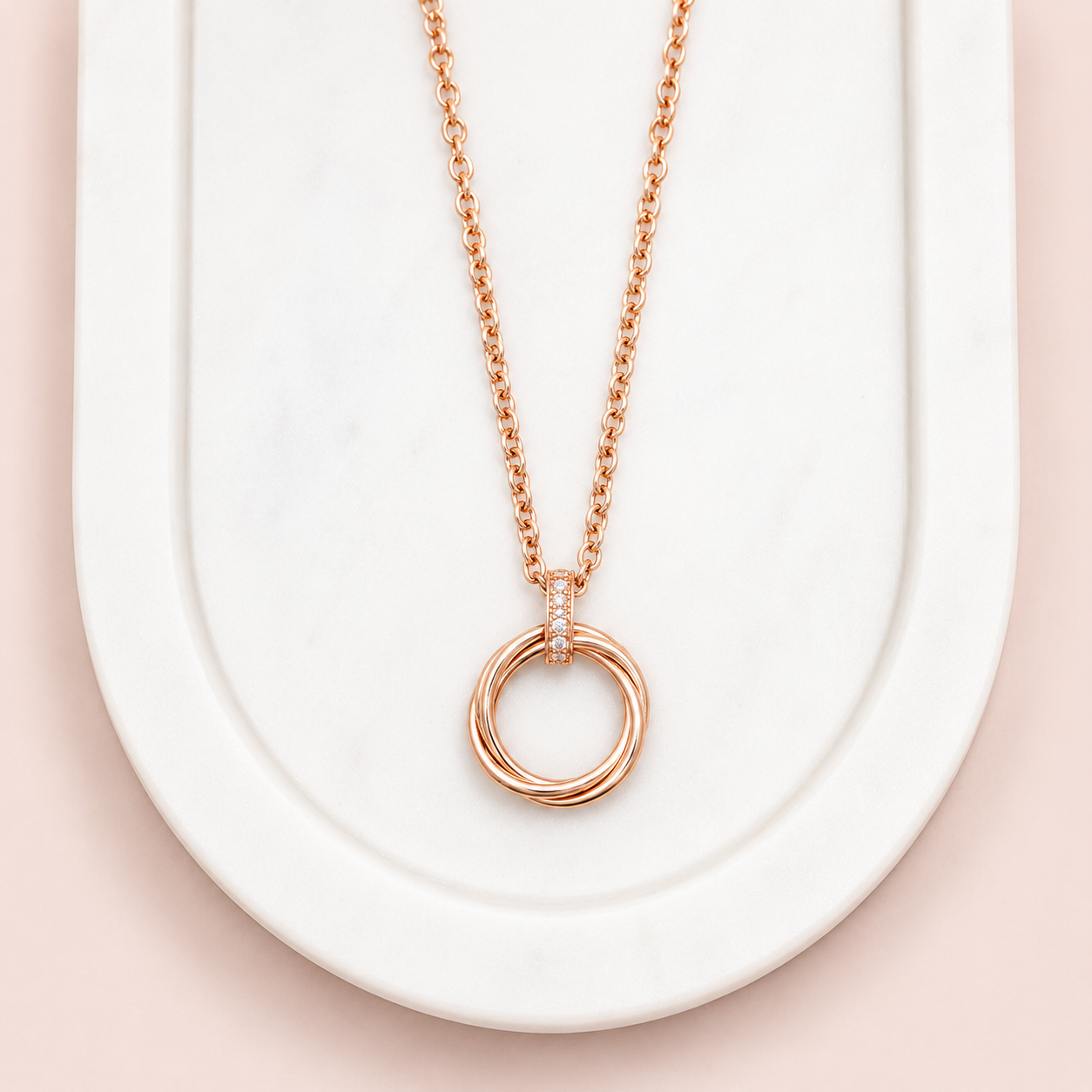 SHORT | Rose Gold Double Ring Necklace