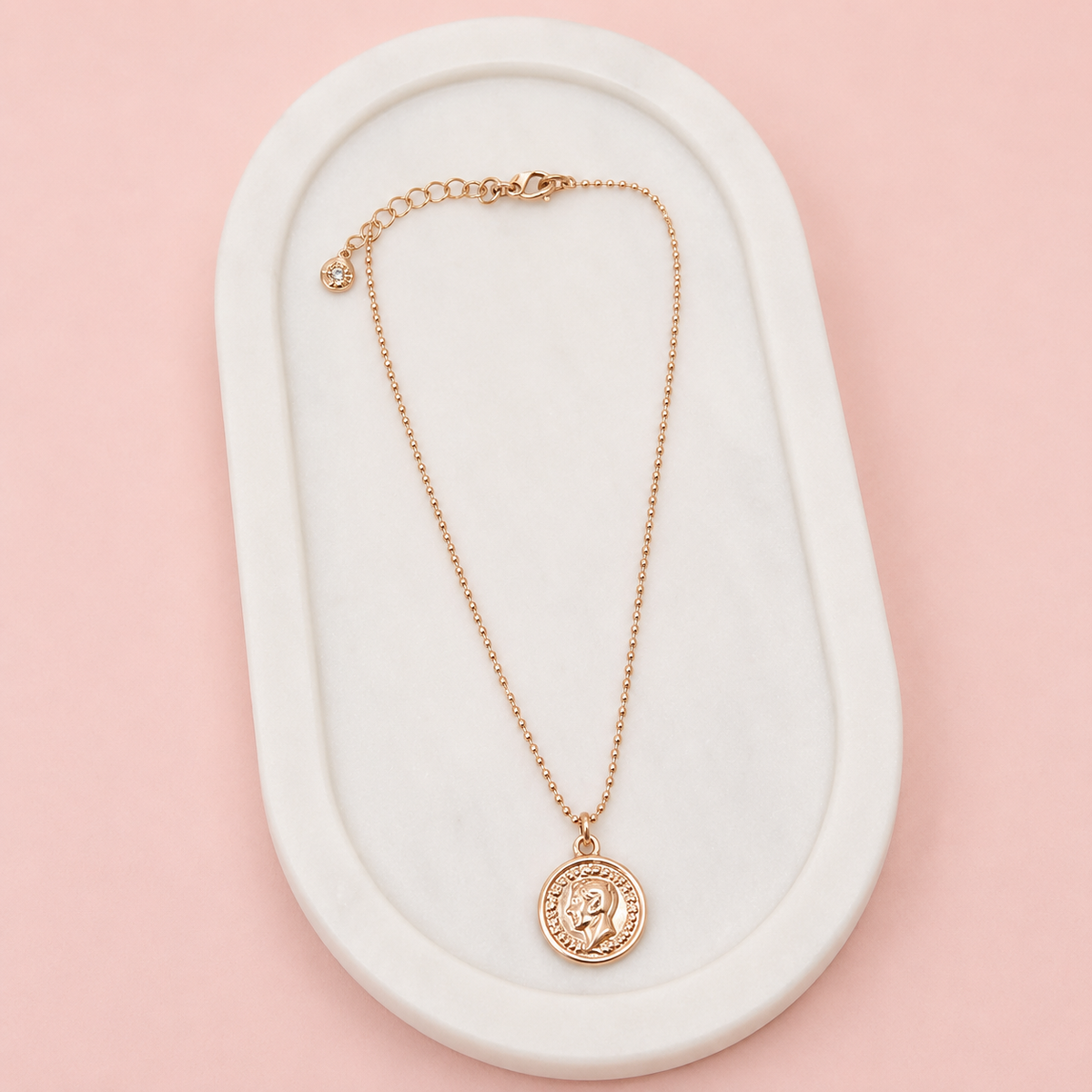 SHORT | Rose Gold Coin Pendant Necklace