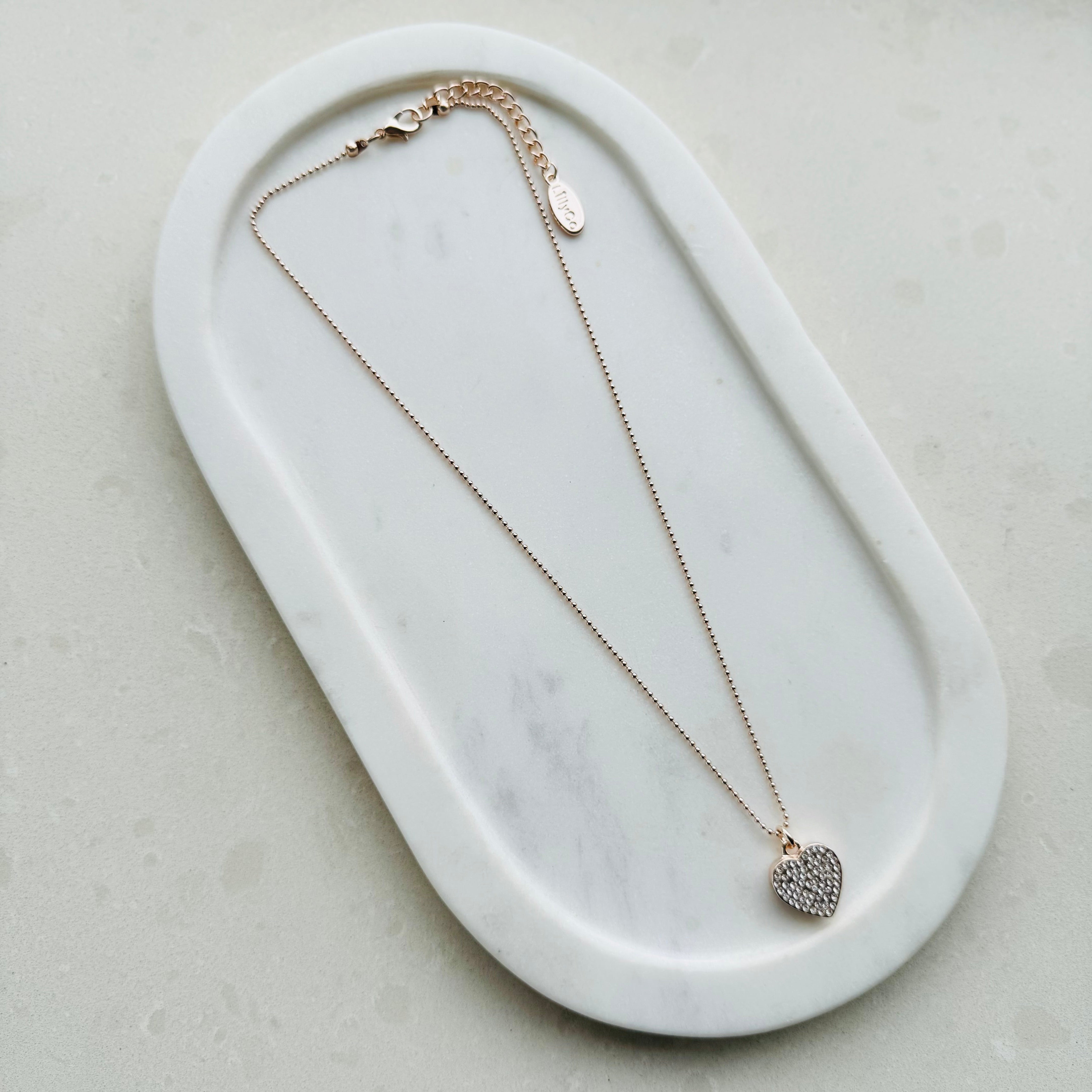 SHORT | Rose Gold Bling Heart Necklace