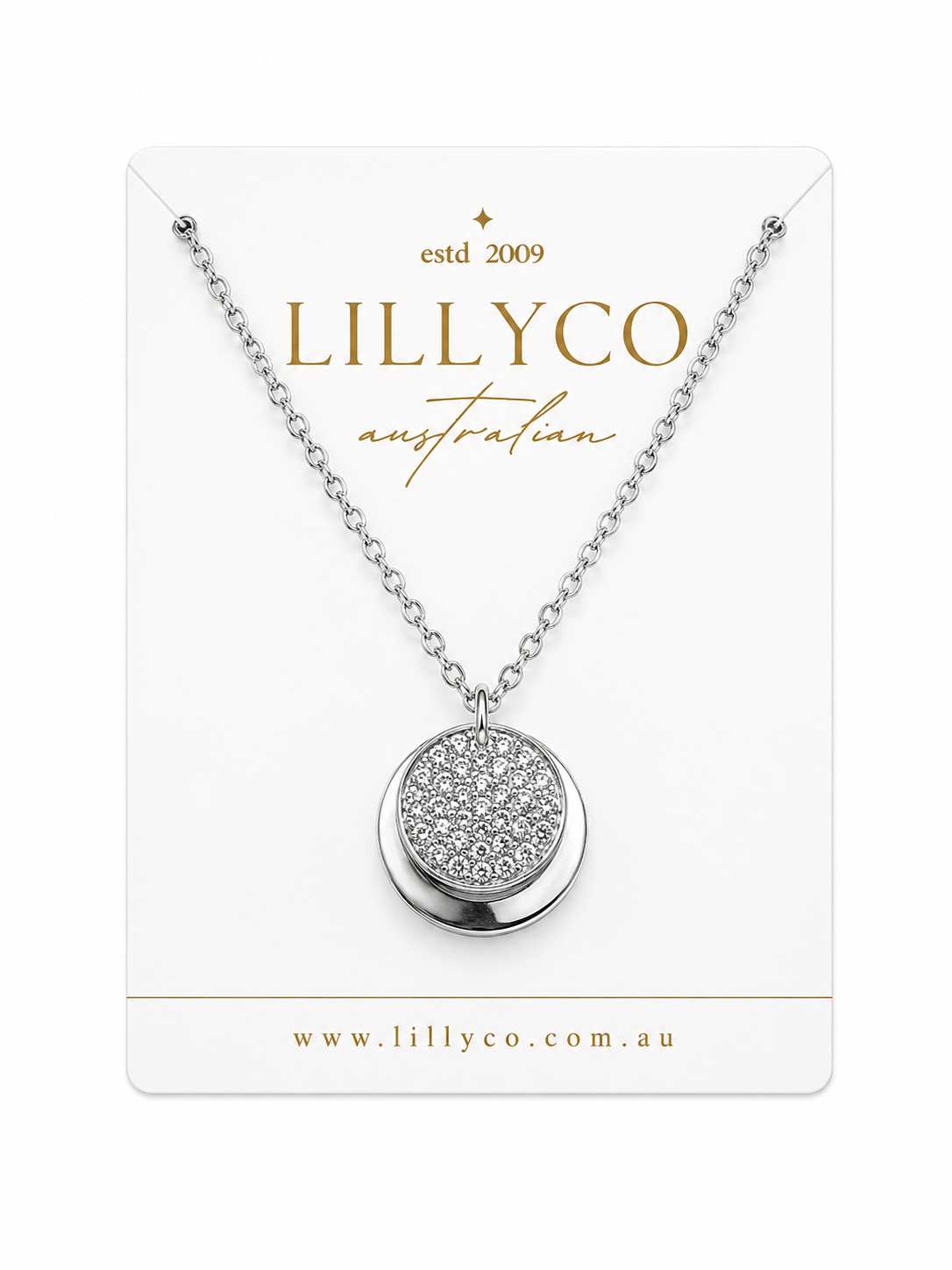 Fine | Silver Crystal + Disc Short Necklace