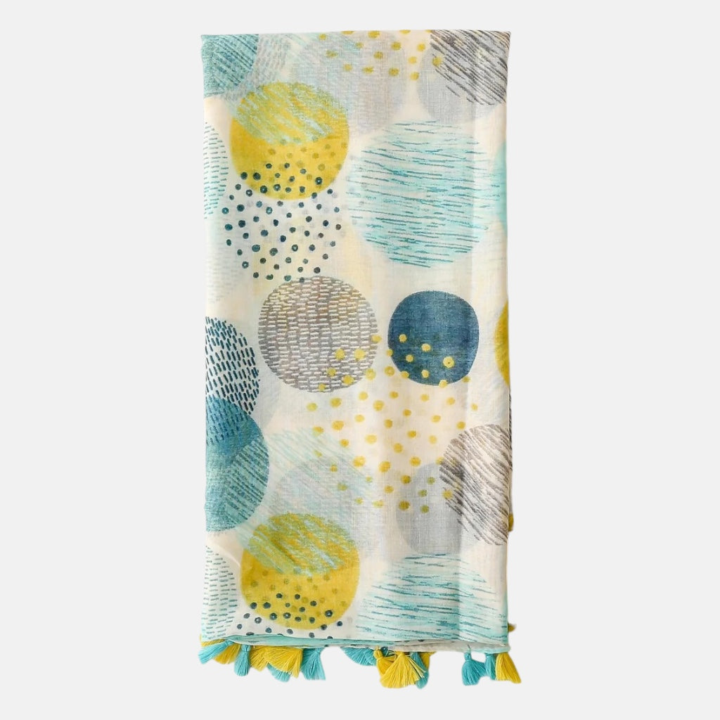 Ladies | Yellow, Teal, Grey Pattern Scarf