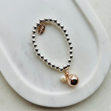 Rose Gold & Silver with Metal Ball & Pearl Bracelet