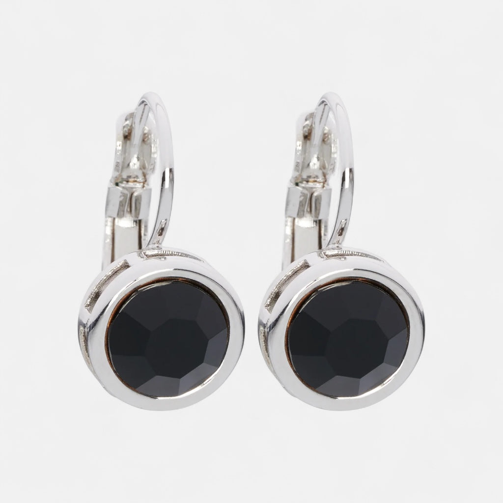 Fine | Silver Black Crystal Earring